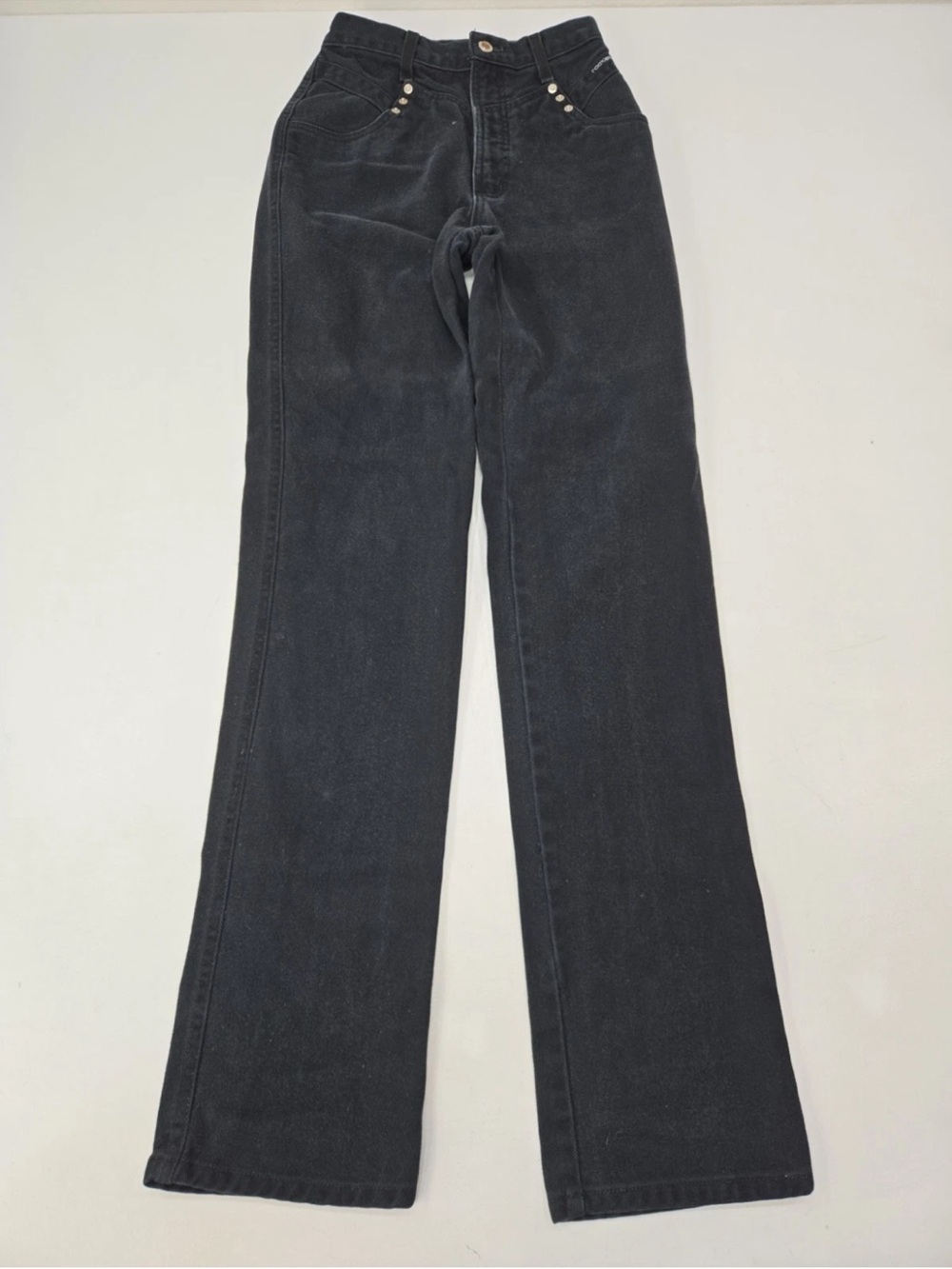Vtg Rockies Jeans Womens 26/3 Black High Waist Tapered Cotton Bareback USA Made